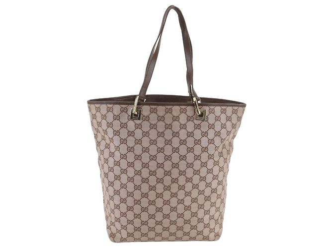 Saco Tote Gucci em lona GG e couro