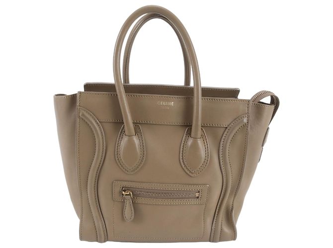 Céline Saco Tote Celine Luggage Micro Shopper em couro