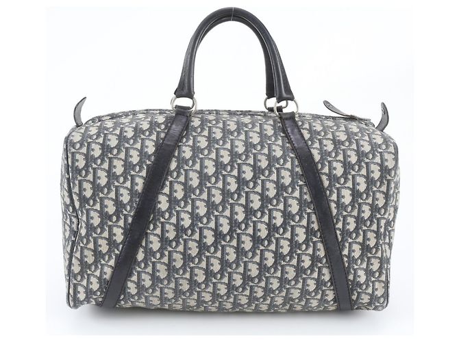 Borsa Boston Christian Dior Trotter in pelle e canvas