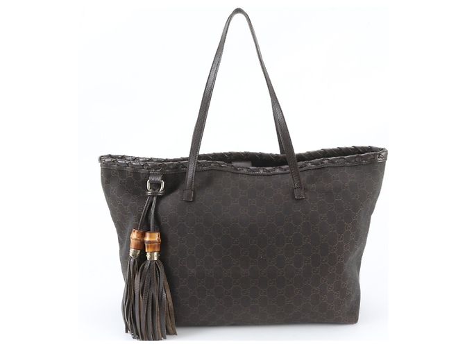 Bamboo Saco Tote Gucci GG Canvas com Borla de Bambu