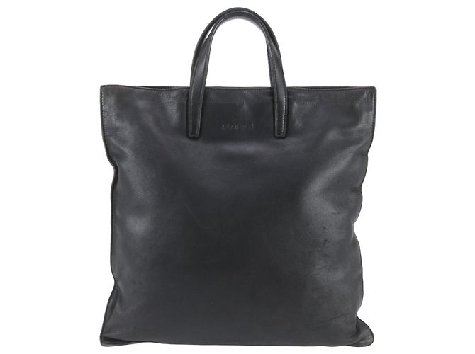 Loewe Black Leather Shoulder Tote Bag