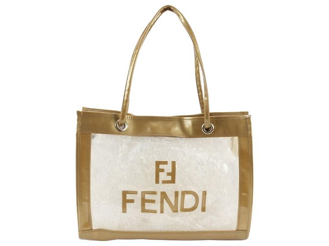 Borsa tote trasparente Fendi oro