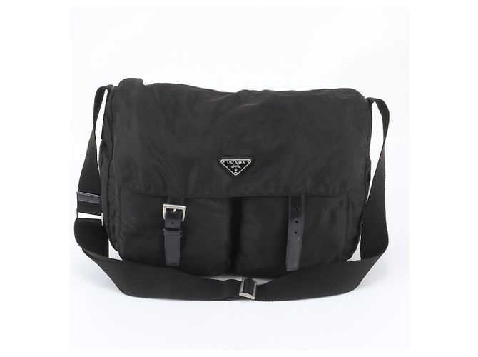 Borsa a tracolla in pelle e nylon Tessuto con logo triangolare Prada