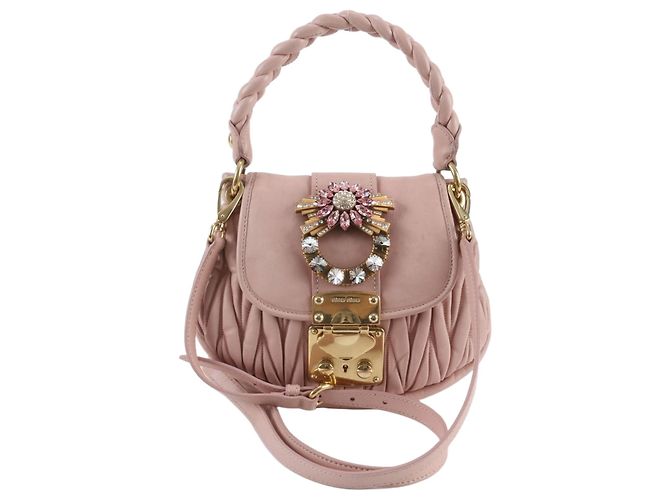Bolsa de couro Miu Miu Matelassé Crystal Bijou