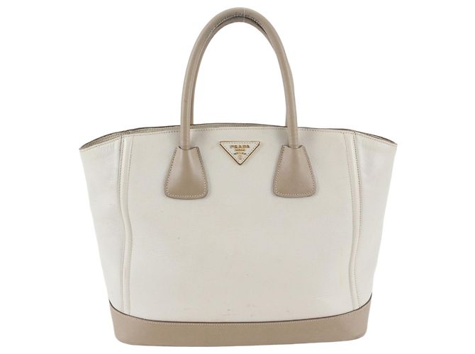 Prada Saffiano Triangle Logo Leather Tote Bag