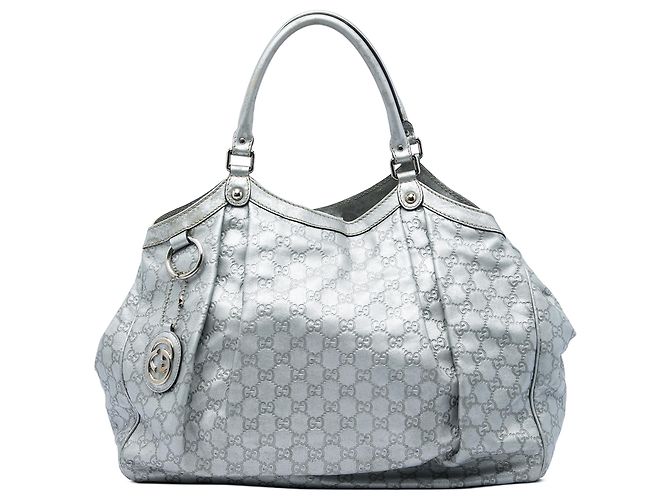 Gucci Silver Large Guccissima Sukey Tote