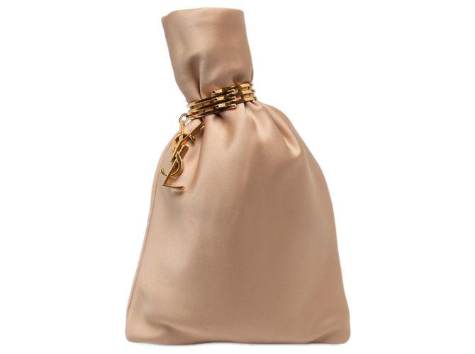 Autre Marque Saint Laurent Abendtasche aus braunem Satin mit Monogramm