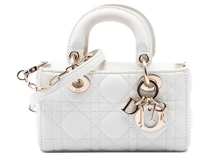 Dior White Micro Lambskin Cannage Lady D Joy