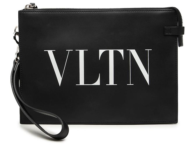 Clutch VLTN in pelle nera Valentino