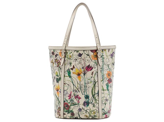 Gucci White Medium Calfskin Flora Infinity Nice Tote