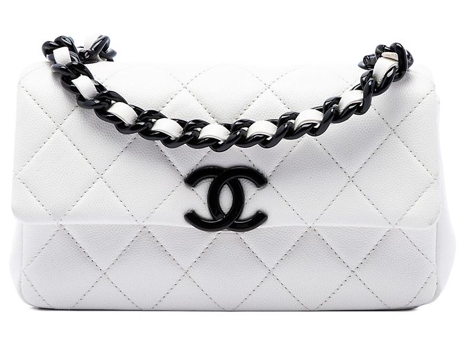 Chanel White Small Quilted Caviar My Everything Flap