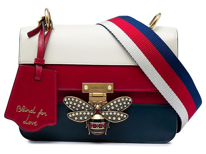 Bolsa de Ombro com Aba Queen Margaret Gucci em Pele de Bezerro Vermelha, Medium