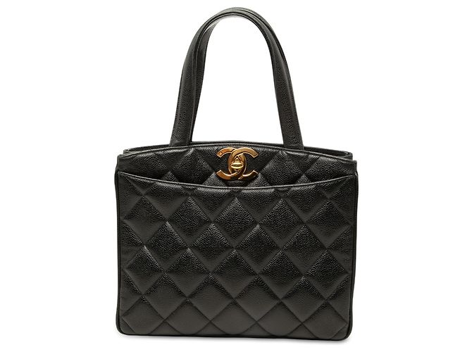 Sac à main Chanel Black CC Quilted Caviar Turnlock