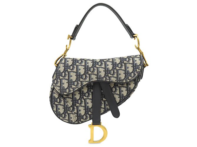 Sac Saddle Mini en toile Oblique bleue Dior