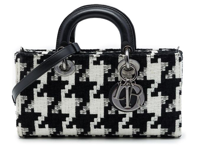 Dior Black Medium Canvas Macro Houndstooth Lady D Joy