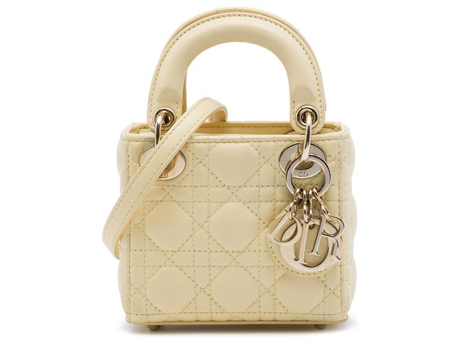 Dior Yellow Micro Lambskin Cannage Lady Dior