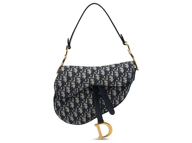 Sac Saddle Dior en toile Oblique bleue