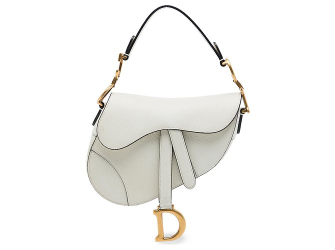 Sac Saddle Dior Mini en veau grainé blanc