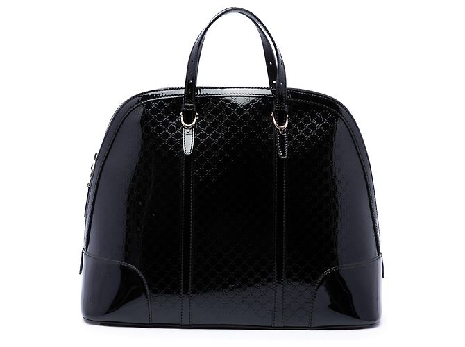 Bolso Gucci Nice Dome Top Handle Large Microguccissima de charol negro