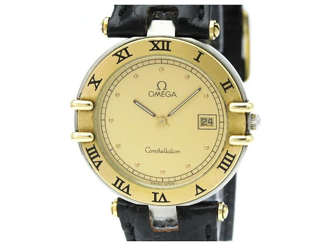 Relógio de pulso masculino Omega Constellation Date em ouro 18K e aço