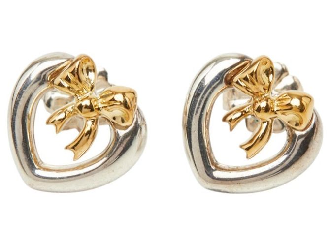 Autre Marque Tiffany & Co. Heart Ribbon Stecker-Ohrringe