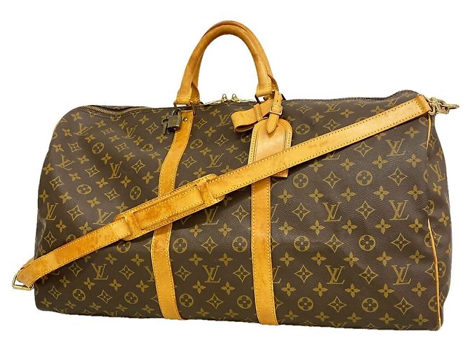 Louis Vuitton Brown Boston Monogram Keepall Bandoulière 55