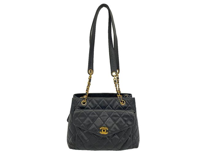 Timeless Saco Tote Chanel em couro de bezerro grão preto