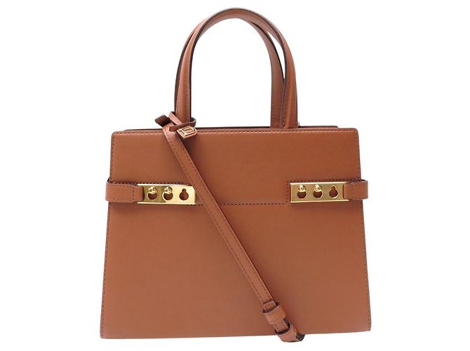 NOVA BOLSA DE MÃO DELVAUX TEMPETE MM EM COURO MARROM COM ALÇA TIRACOLO