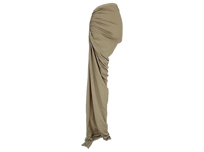 Falda asimétrica drapeada con abertura Rick Owens DRKSHDW en algodón caqui