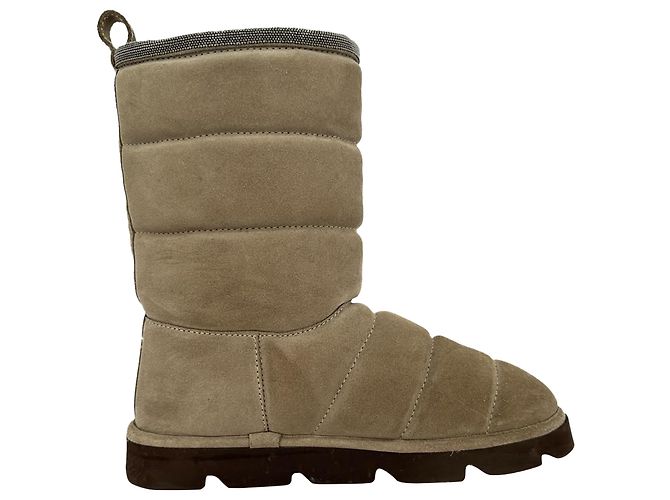 Bottines Puffy Brunello Cucinelli en daim marron