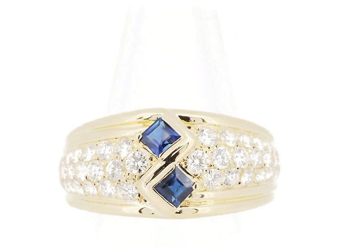 Autre Marque Queen Saphir Diamant Ring Au750