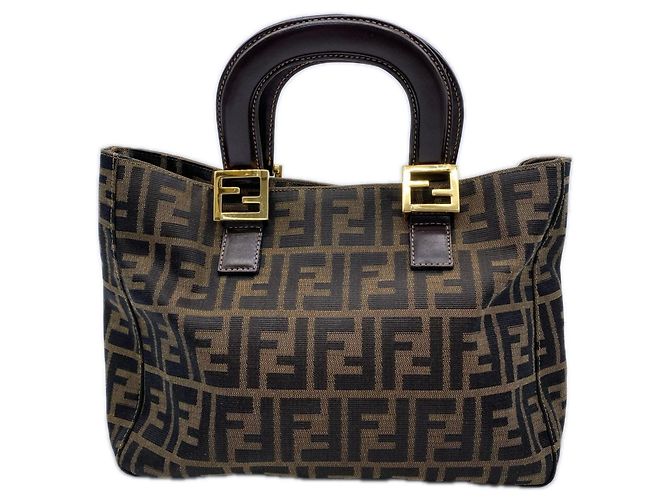 Fendi Zucca Tote Bag braun Leder und Canvas