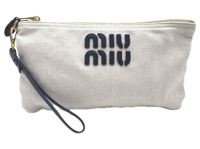 Bolso Miu Miu de algodón y lino blanco y negro