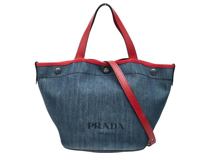 Bolso Tote Prada de denim y cuero
