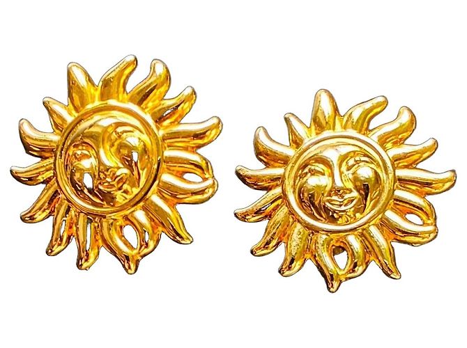 Boucles d'oreilles clip soleil Versace dorées