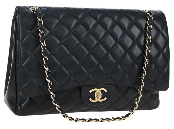 Chanel Classic Timeless Double Flap Quilted Caviar Maxi