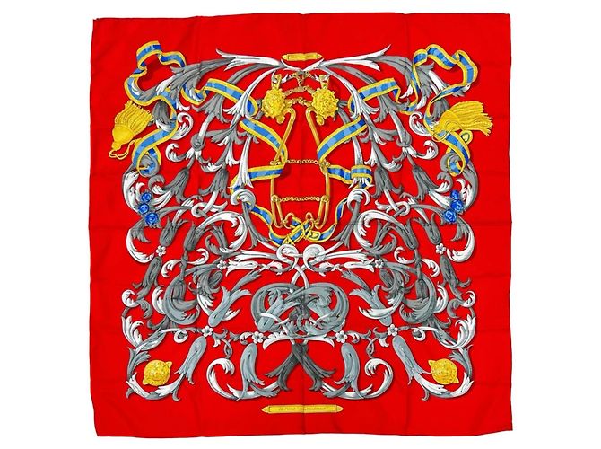 Hermès Foulard Hermes Carre 90 in seta rossa