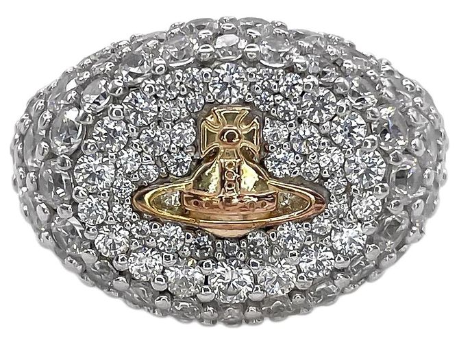 Anello Sigillo Vivienne Westwood Orb con Strass