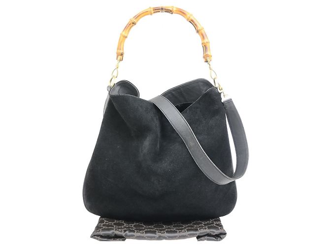 Gucci Vintage Bamboo Hobo Suede medium