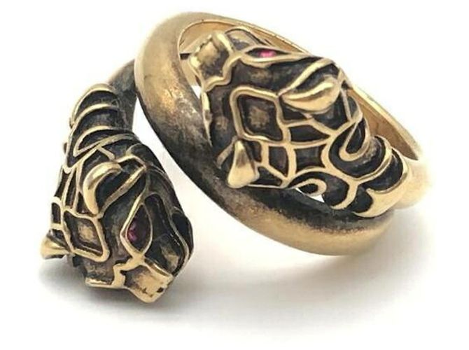 Gucci Tiger Head Ring mit farbigem Stein