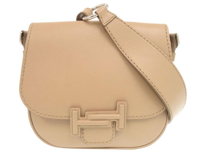 Bolsa de Ombro Tod's Double T em Couro Beige