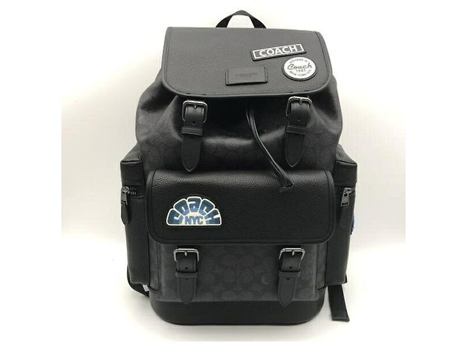 COACH Sprint Backpack in Black and Blue Canvas
