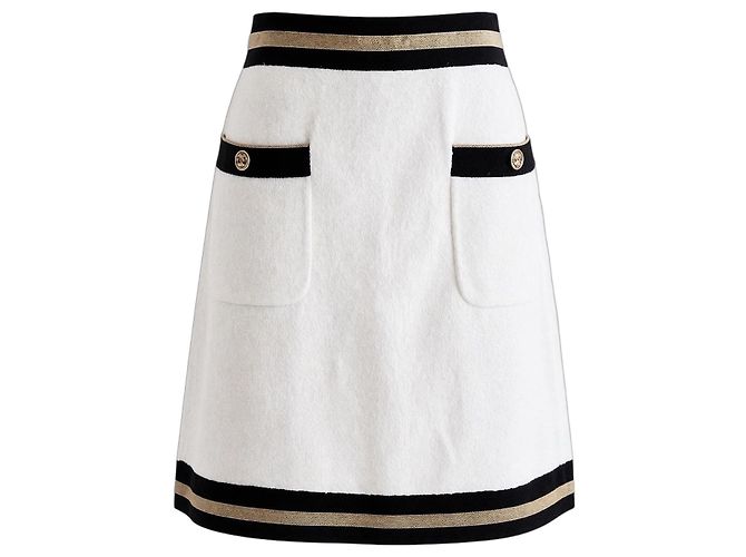 Chanel Minigonna bianca in cotone con righe oro e nere