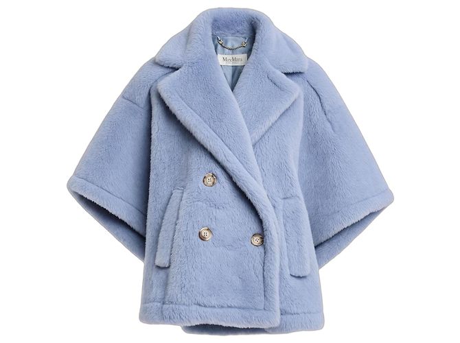 Max Mara Abrigo Corto Teddy Lana Azul Claro