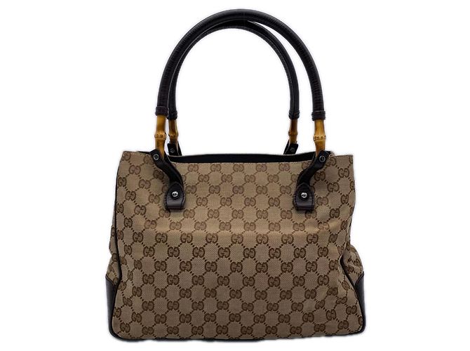 Borsa GUCCI Bamboo GG Canvas