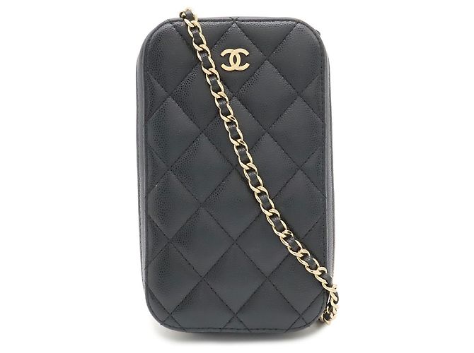 Timeless Bolsa de Ombro com Corrente Porta-Celular Chanel Matelassé Coco Mark
