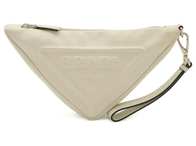 Prada Ivory Leather Clutch Bag