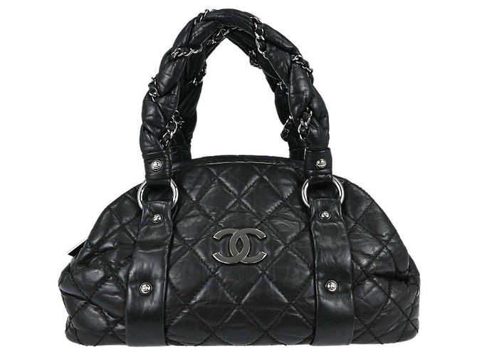 Chanel Lady Braid Bowler Quilted Distressed Calfskin Large
