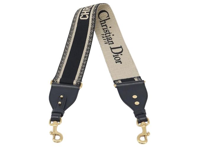 Christian Dior Logo Shoulder Strap Embroidered Canvas Thin