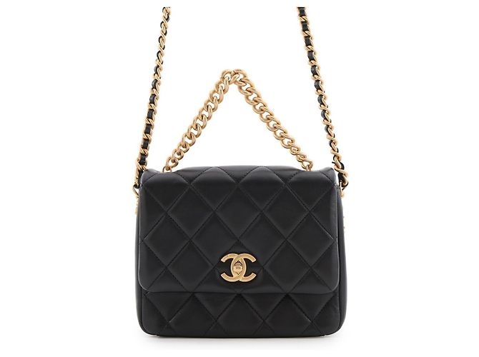 Borsa a tracolla Chanel Matelassé in pelle d'agnello nera